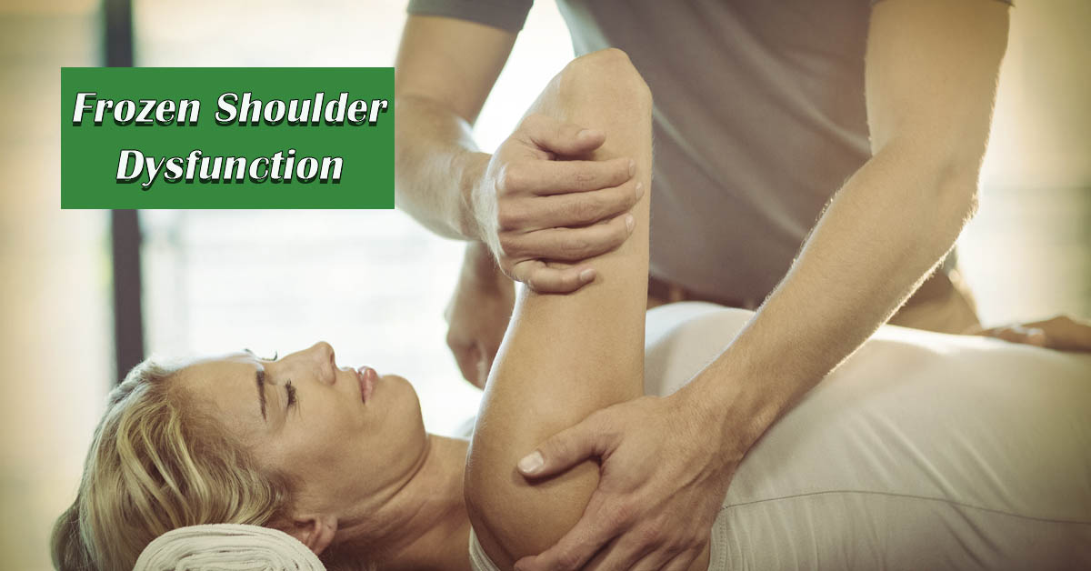 Will Frozen Shoulder Get Better on Its Own? Picture of a young caucasian female getting her shoulder worked on by a young caucasian male physical therapist.