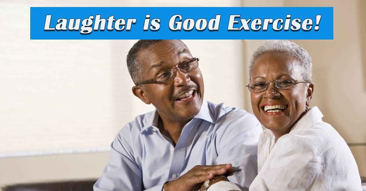 Laughter is Good Exercise. Picture of an older black male and female laughing.